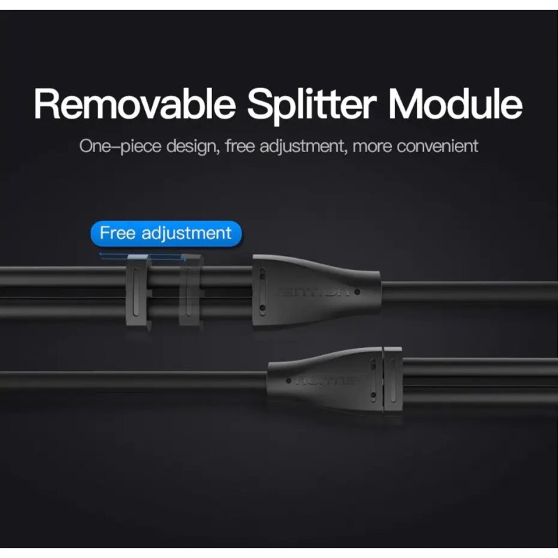 Кабель Vention 3.5mm Male to 2*3.5mm Female Stereo Splitter Cable 0.3M Black ABS Type (BBSBY)