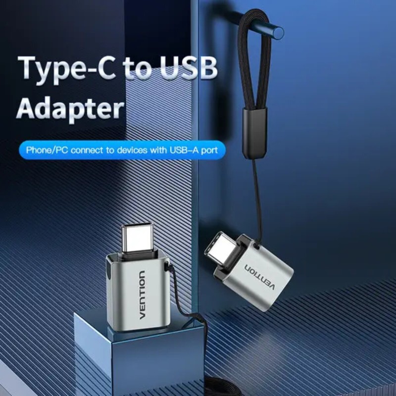 Кабель Vention USB-C Male to USB 3.0 Female OTG Adapter Gray Aluminum Alloy Type (CDQH0)