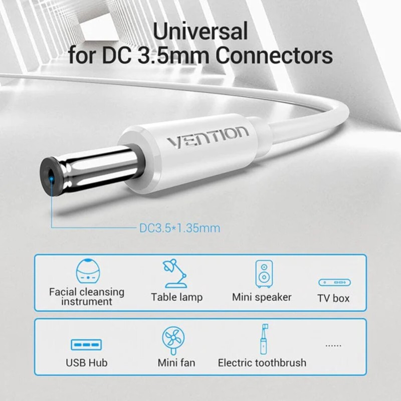 Кабель Vention USB to 3.5mm Barrel Jack 5V DC Power Cable Black 1m (CEXBF)