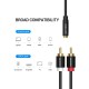 Кабель Vention 3.5mm Female to 2RCA Male Audio Cable 1M Black Metal Type (VAB-R01-B100)