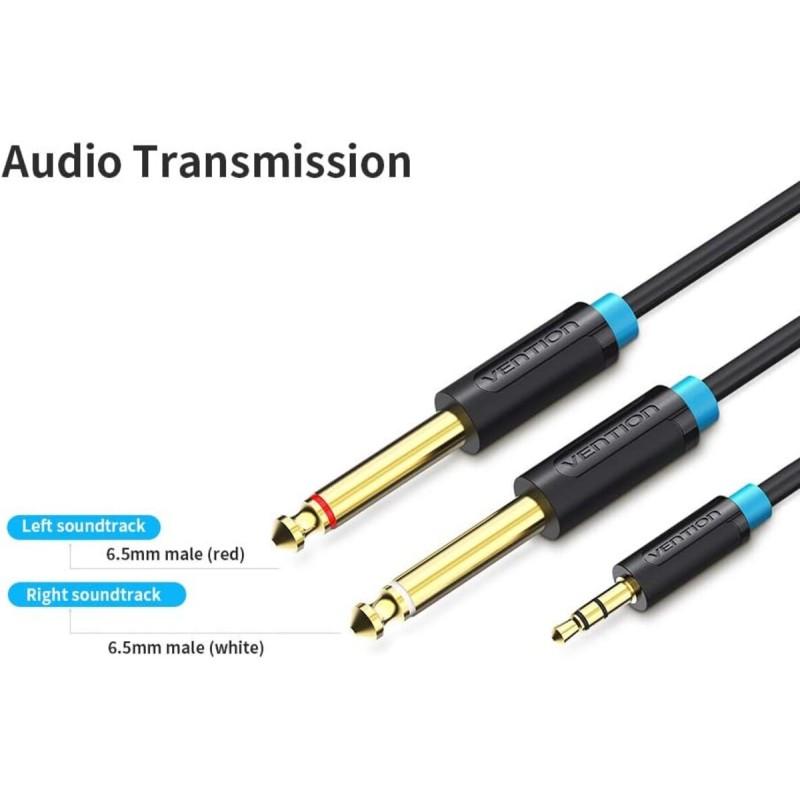 Кабель Vention 3.5mm TRS Male to Dual 6.35mm Male Audio Cable 1M Black (BACBF)