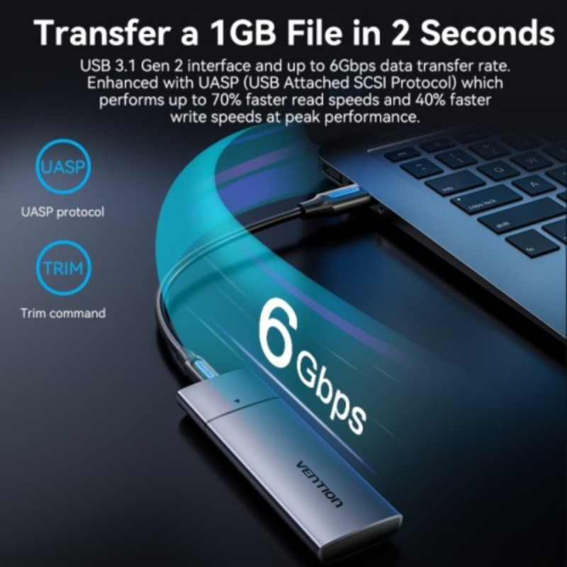 Зовнішній карман M.2 NGFF SSD Enclosure (USB 3.1 Gen 2-C) Gray Aluminum Alloy Type  (KPFH0)