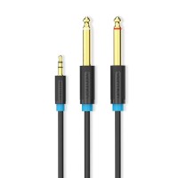 Кабель Vention 3.5mm TRS Male to Dual 6.35mm Male Audio Cable 2M Black (BACBH)