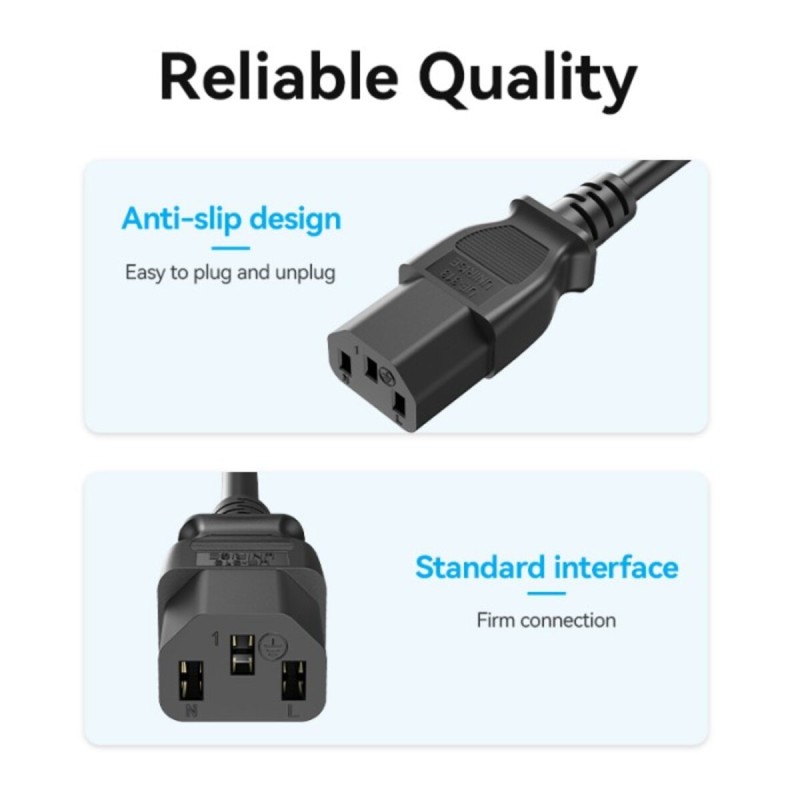 Кабель Vention 3-Prong Power Cord 1.8M C13 Connector EU-Plug (ZCGBAC)