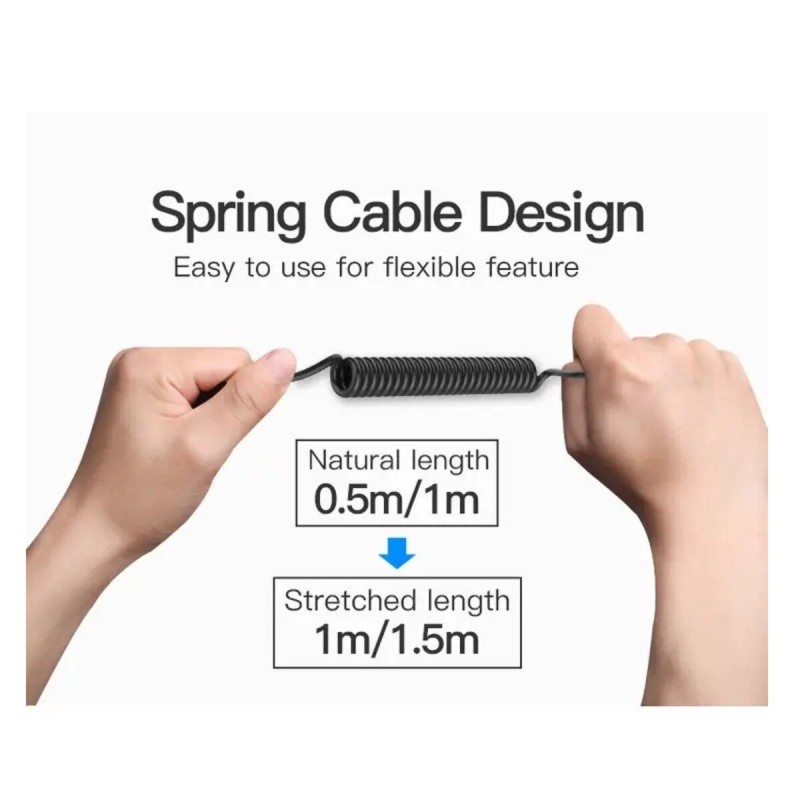 Кабель Перехідник Vention Type-C to 3.5mm Male Spring Audio Cable 1M Black Metal Type (BGABF)
