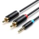 Кабель Vention 3.5MM Male to 2-Male RCA Adapter Cable 1.5M Black (BCLBG)