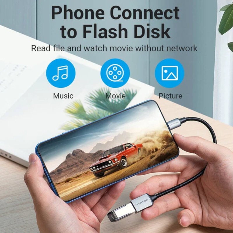 Кабель Vention USB 3.0 C Male to A Female OTG Cable 0.15M Gray Aluminum Alloy Type (CCXHB)