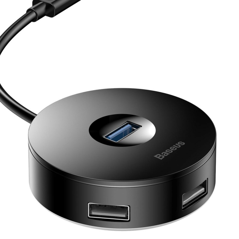 USB-Hub Baseus round box HUB adapter (USB3.0 to USB3.0*1+USB2.0*3) 1m Black