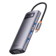 USB-Hub Baseus Metal Gleam Series 7-in-1 Multifunctional Type-C HUB Docking Station Gray  (Type-C to HDMI*1+USB3.0*3+PD*1+VGA*1+RJ45*1)
