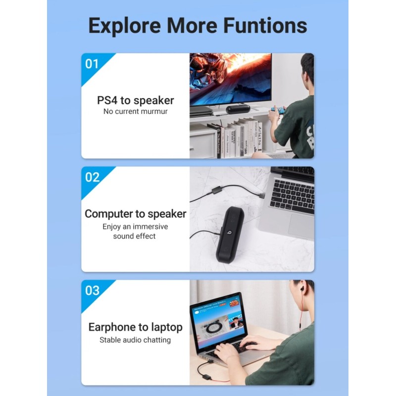 Адаптер Vention 1-port USB External Sound Card 0.15M Black(OMTP-CTIA) (CDZB0)