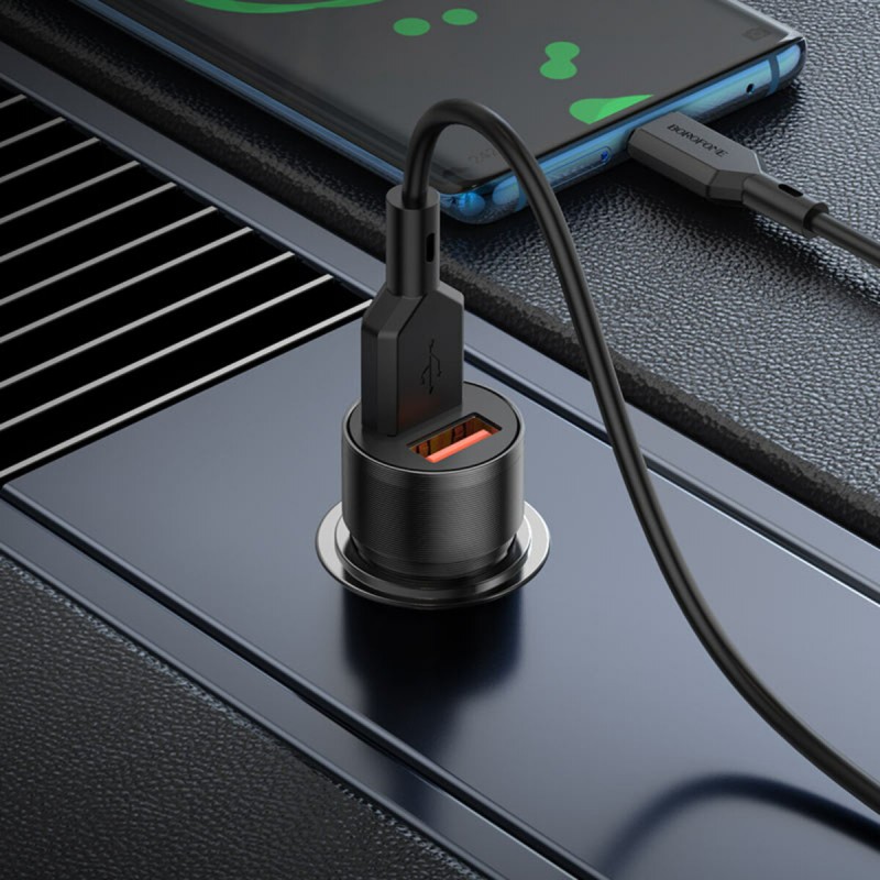 Автомобільний зарядний пристрій BOROFONE BZ19 Wisdom dual port car charger set(Type-C) Black