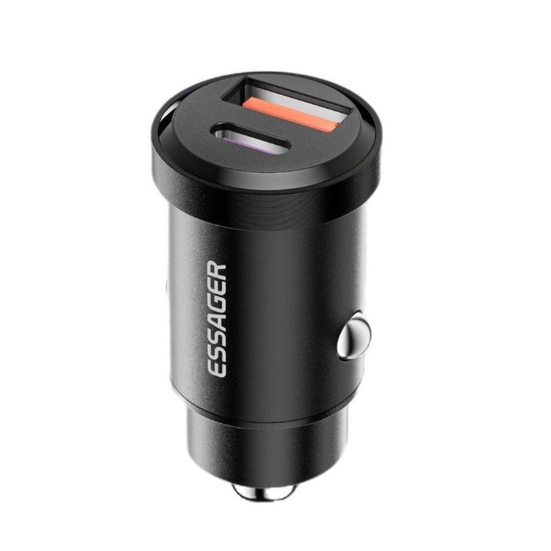 Автомобільний зарядний пристрій Essager Gyroscope Mini Charger USB-A + Type-C 30W  black (ECCAC-TL01)