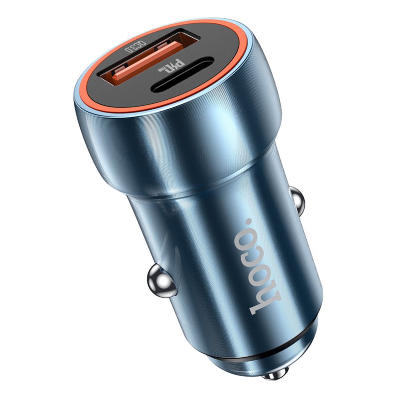 Автомобільний зарядний пристрій HOCO Z46A Blue whale PD20W+QC3.0 car charger Sapphire Blue