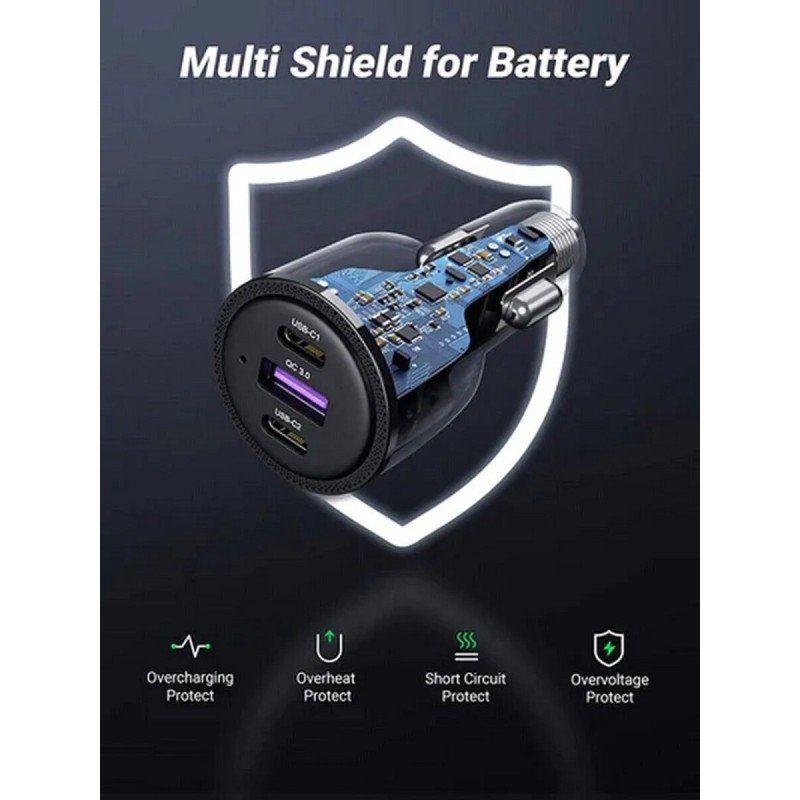 Автомобільний зарядний пристрій UGREEN CD239 Car Charger 69W Max (Black) (UGR-20467)