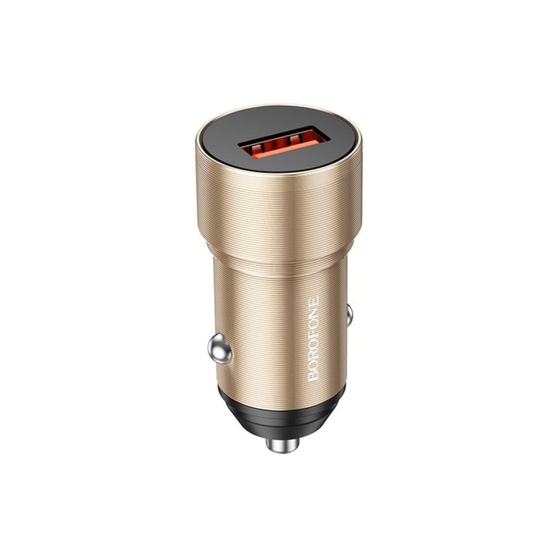 Автомобільний зарядний пристрій BOROFONE BZ19A Wisdom single port QC3.0 car charger 18W Gold