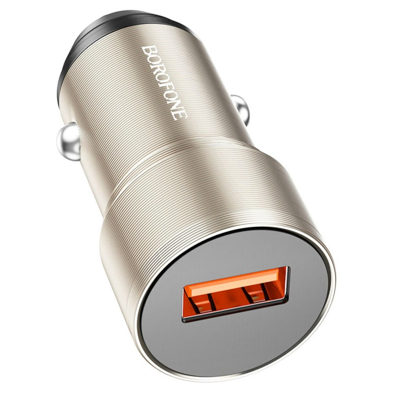 Автомобільний зарядний пристрій BOROFONE BZ19A Wisdom single port QC3.0 car charger 18W Gold