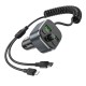 Автомобільний зарядний пристрій HOCO E74 Energy QC3.0 2-in-1 car BT FM transmitter with cable 18W Metal Gray