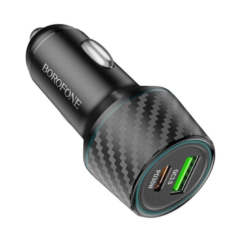 Автомобільний зарядний пристрій BOROFONE BZ21 Brilliant 48W dual port  PD30W+QC3.0 car charger Black