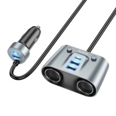 Автомобільний зарядний пристрій HOCO Z51 Establisher 147W(2C3A) 2-in-1 cigarette lighter car charger Metal Gray