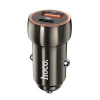 Автомобільний зарядний пристрій HOCO Z46A Blue whale PD20W+QC3.0 car charger Metal Gray