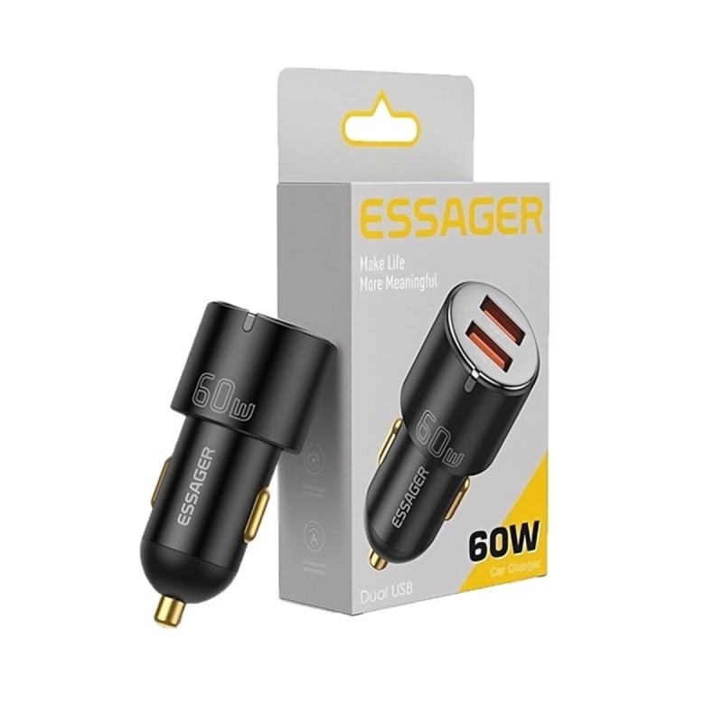 Автомобільний зарядний пристрій Essager City Dual USB-A Car Charger 60W  black (ECC2C1A-FF01)