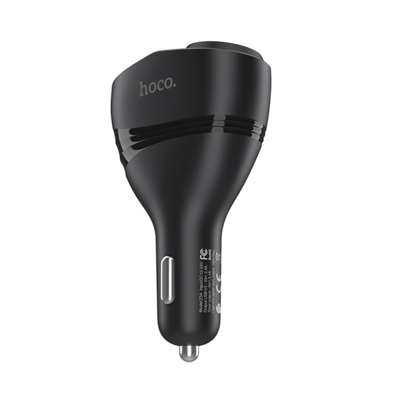 Автомобільний зарядний пристрій HOCO Z34 Thunder power cigarette lighter car charger Black