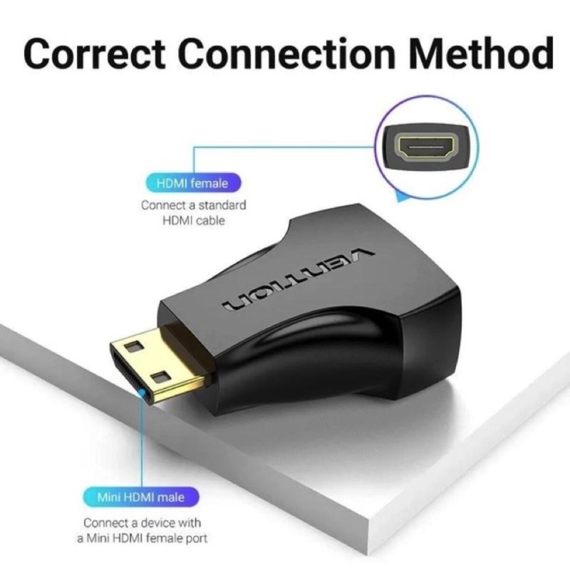 Адаптер Vention Mini HDMI Male to HDMI Female Adapter Black (AISB0)