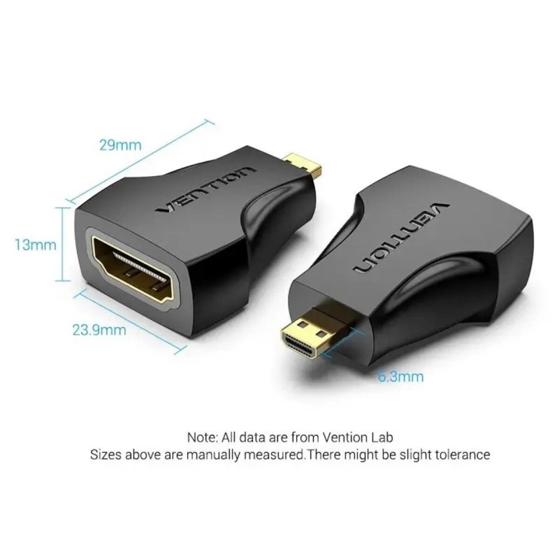 Адаптер Vention Micro HDMI Male to HDMI Female Adapter Black (AITB0)
