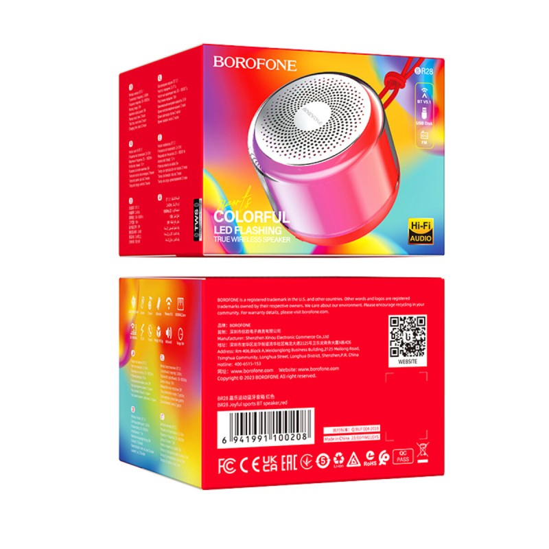 Портативна колонка BOROFONE BR28 Joyful sports BT speaker Red