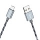 Кабель BOROFONE BX24 USB to Micro 2.4A, 1m, nylon, aluminum connectors, Metal Gray