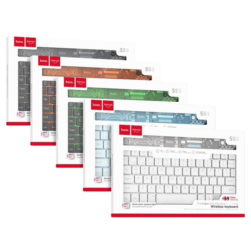 Клавіатура HOCO S55 Transparent Discovery edition wireless BT keyboard Space White