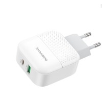 Мережевий зарядний пристрій BOROFONE BA46A Premium PD + QC3.0 18W White