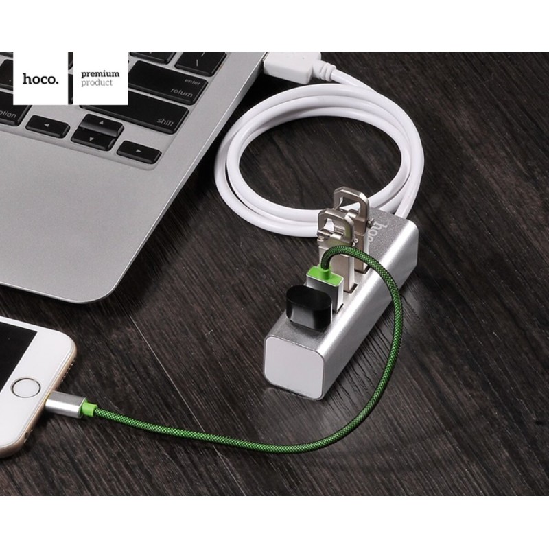Кабель-перехiдник HOCO HB1 4USB Line machine Silver