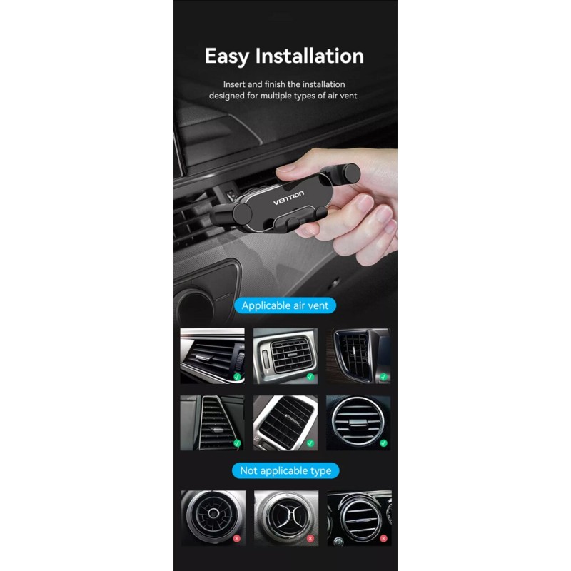 Автотримач для телефону Vention Auto-Clamping Car Phone Mount With Duckbill Clip Gray Crossbar Type (KCEH0)
