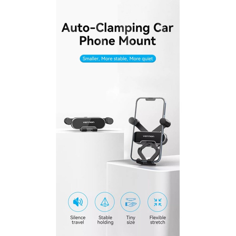 Автотримач для телефону Vention Auto-Clamping Car Phone Mount With Duckbill Clip Gray Crossbar Type (KCEH0)