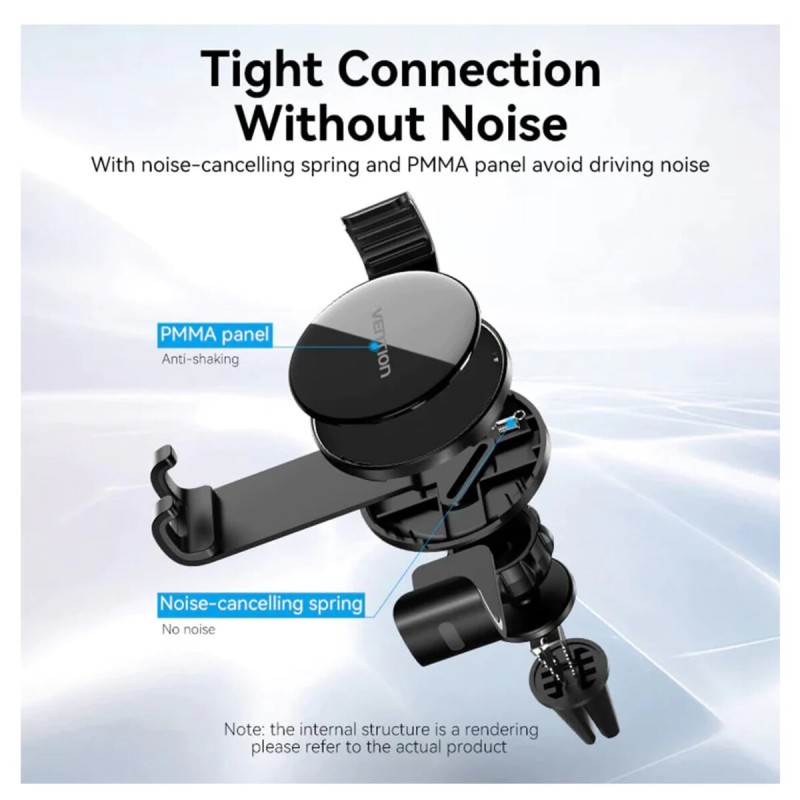 Автотримач для телефону Vention Auto-Clamping Car Phone Mount With Duckbill Clip Black Disc Fashion Type (KCSB0)
