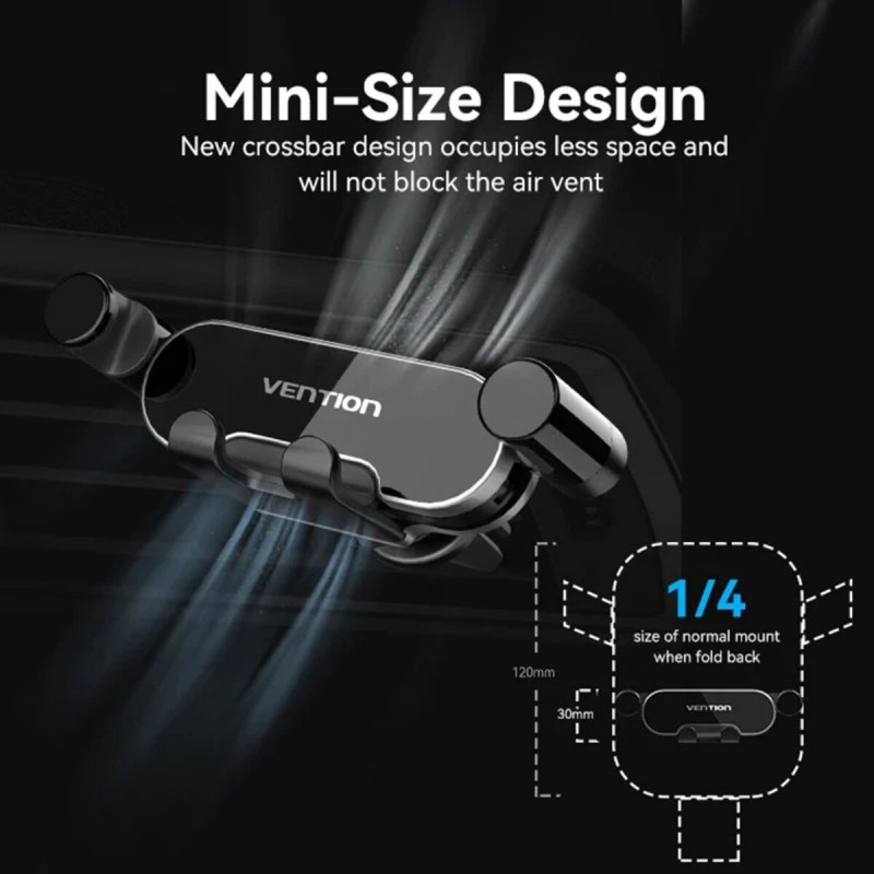 Автотримач для телефону Vention One Touch Clamping Car Phone Mount With Suction Cup Black Square Type (KCVB0)