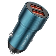 Автомобільний зарядний пристрій BOROFONE BZ19 Wisdom dual port car charger Sapphire Blue
