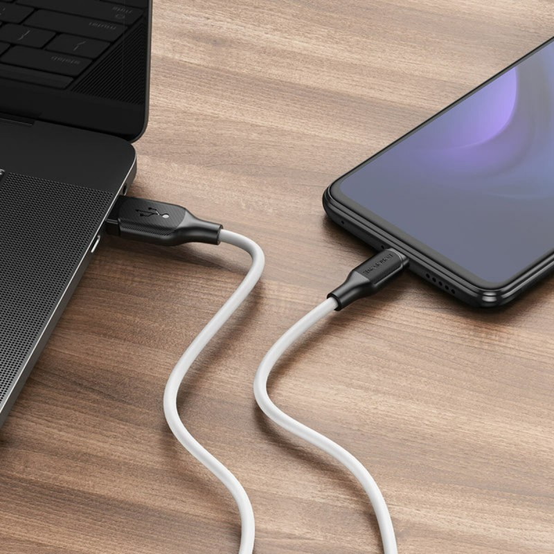 Кабель BOROFONE BX42 USB to Type-C 3A, 1m, silicone, TPE connectors, White