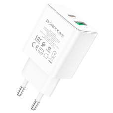 Мережевий зарядний пристрій BOROFONE BA67A PD20W+QC3.0 charger White