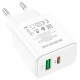 Мережевий зарядний пристрій BOROFONE BA67A PD20W+QC3.0 charger White