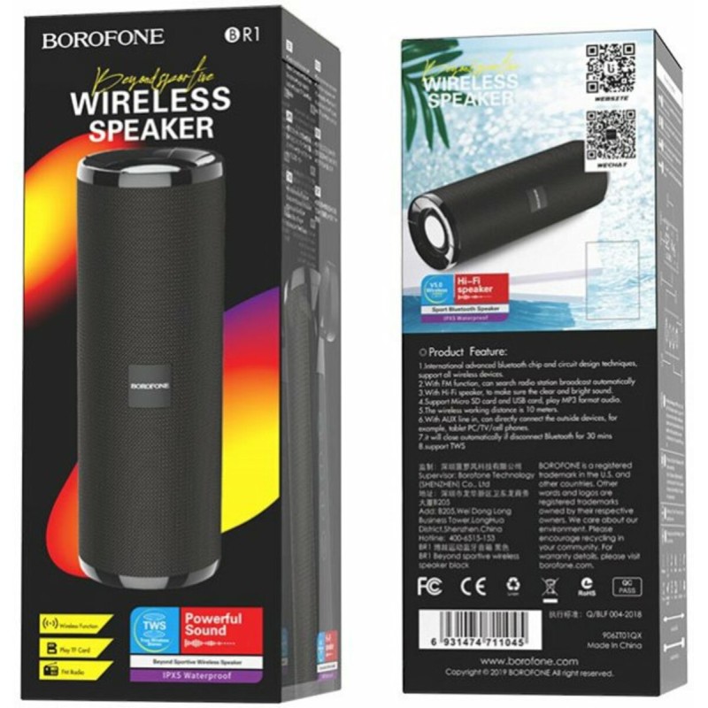 Портативна колонка BOROFONE BR1 Beyond sportive wireless speaker Black