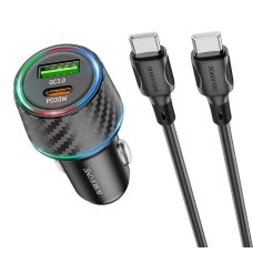 Автомобільний зарядний пристрій BOROFONE BZ21 Brilliant 48W dual port PD30W+QC3.0 car charger set(Type-C to Type-C) Black