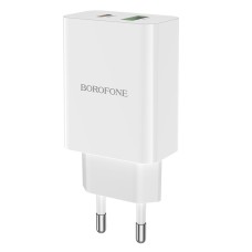 Мережевий зарядний пристрій BOROFONE BA56A Lavida dual port PD20W+QC3.0 charger White