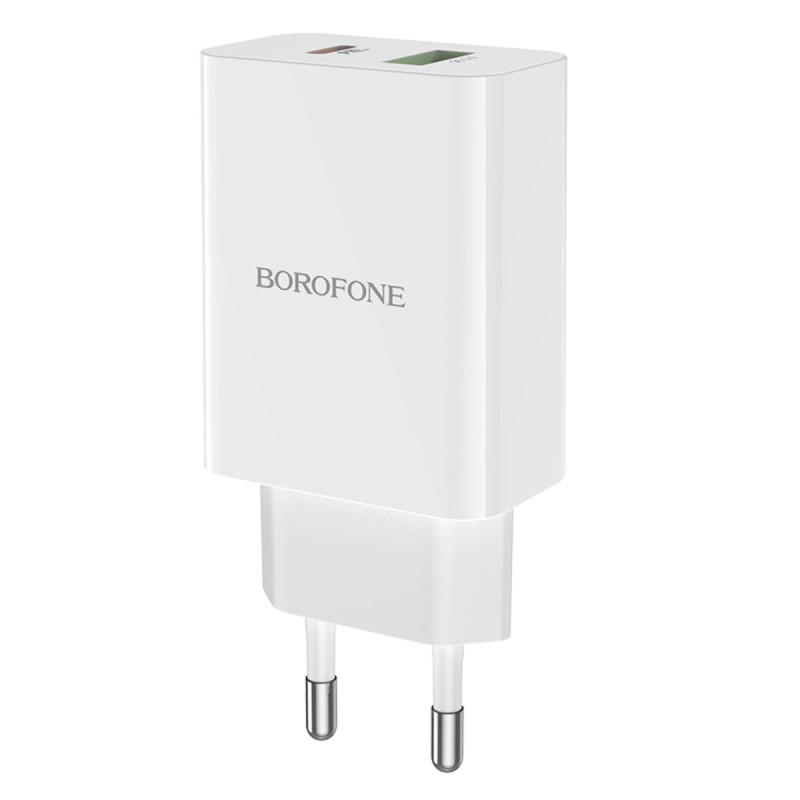 Мережевий зарядний пристрій BOROFONE BA56A Lavida dual port PD20W+QC3.0 charger White