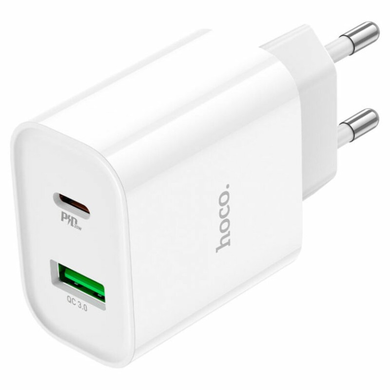 Мережевий зарядний пристрій HOCO C80A Plus Rapido PD20W+QC3.0 charger White