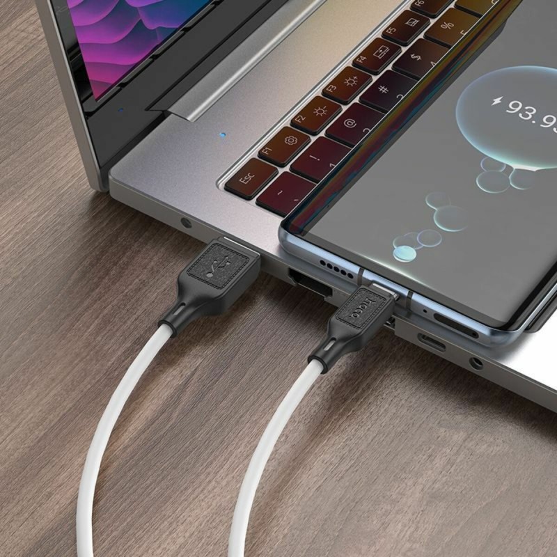 Кабель HOCO X90 Cool silicone charging data cable for Type-C White