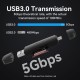 Картрідер Vention 2-in-1 USB 3.0 A+C Card Reader(SD+TF) Black Dual Drive Letter (CLKB0)