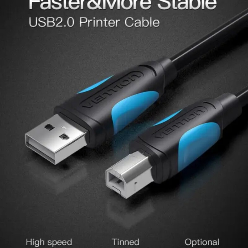 Кабель Vention USB2.0 A Male to B Male Print Cable 1M Black (VAS-A16-B100)