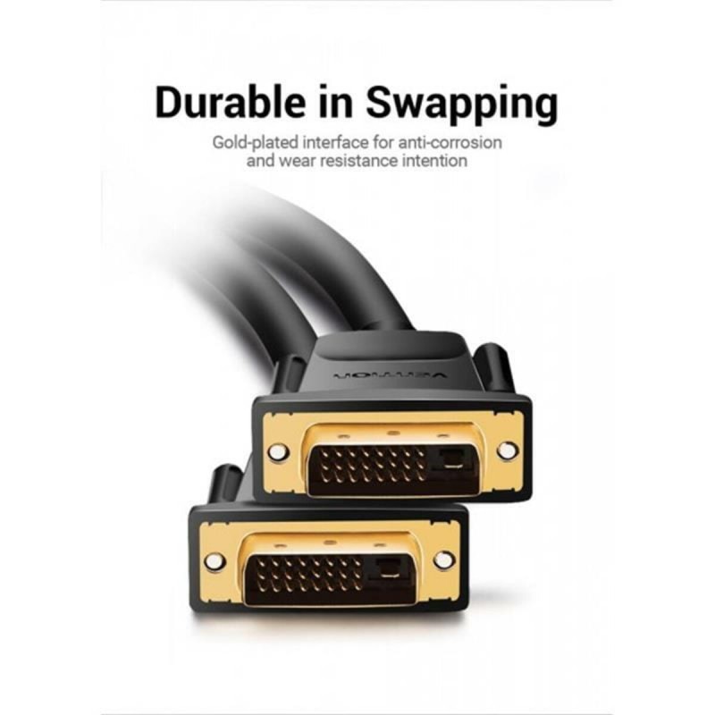Кабель Vention DVI(24+1) Male to Male Cable 1.5M Black (EAABG)